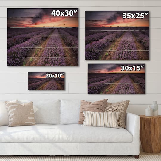 Designart - Sunrise & Dramatic Clouds Over Lavender Field IX